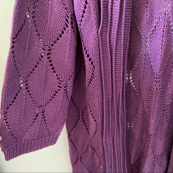 Deep Purple Wool Mix Knit Cardigan - Picture 4 of 7